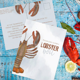 Elegant modern Simple Waterverf Lobster Boil Briefkaart