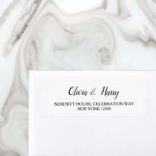 Elegant modern Simple Wedding Return-adreslabel Etiket