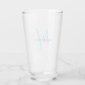 Elegant modern Sky Blue Script Monogram Glas (Achterkant)