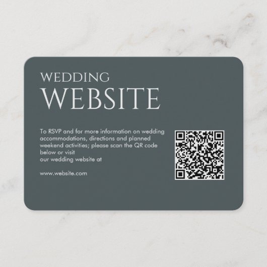 Elegant Modern Space Grey Bruiloft Informatiekaartje (Voorkant)