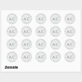 Elegant Modern Space Grey Bruiloft Ronde Sticker (Vel)