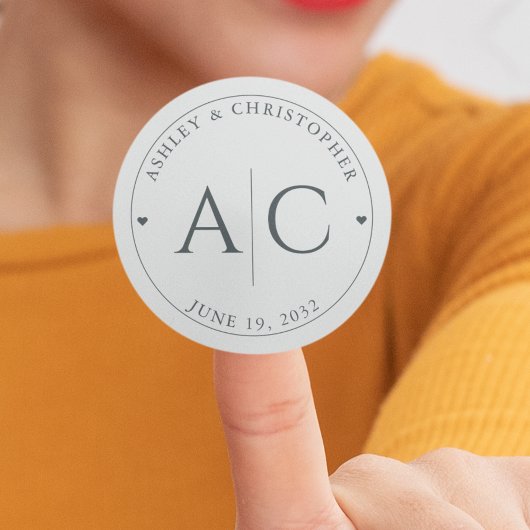 Elegant Modern Space Grey Bruiloft Ronde Sticker