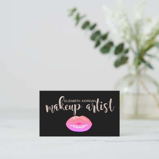 Elegant modern Stijlvol glitterwerk, lips Visitekaartje (Staand voorkant)