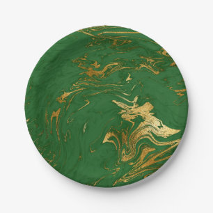 Elegant modern, stijlvol goud en groene marmer papieren bordje