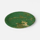 Elegant modern, stijlvol goud en groene marmer papieren bordje (Gekanteld)