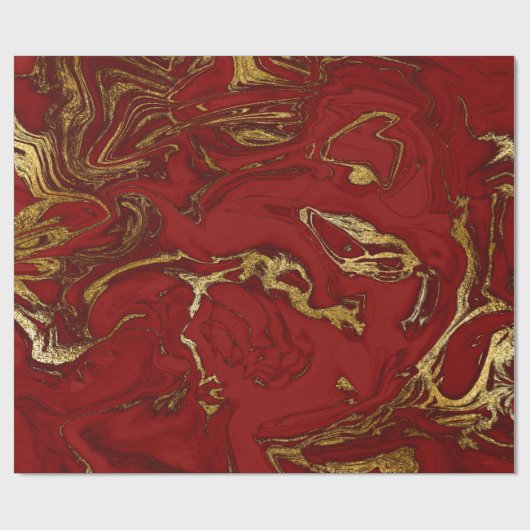 Elegant modern, stijlvol goud en rode marmer cadeaupapier (Vlak)