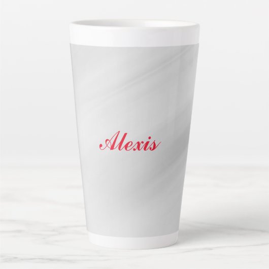 Elegant Modern Stijlvol Grijs Rood Naam Latte Mok (Voorkant)