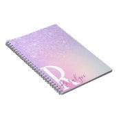 Elegant modern, stijlvol meisje ombre paarse glitt notitieboek (Rechterzijde)