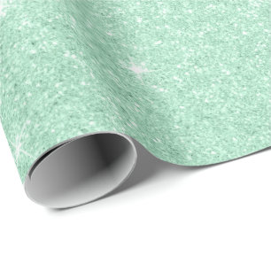 Elegant modern stijlvol mint-groen glitter cadeaupapier