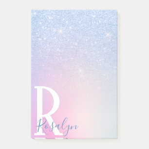 Elegant modern, stijlvol ombre blauw glitter regen post-it® notes