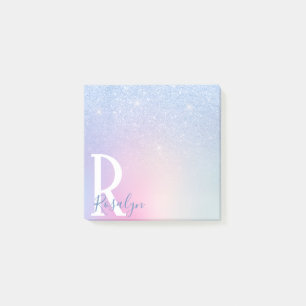 Elegant modern, stijlvol ombre blauw glitter regen post-it® notes