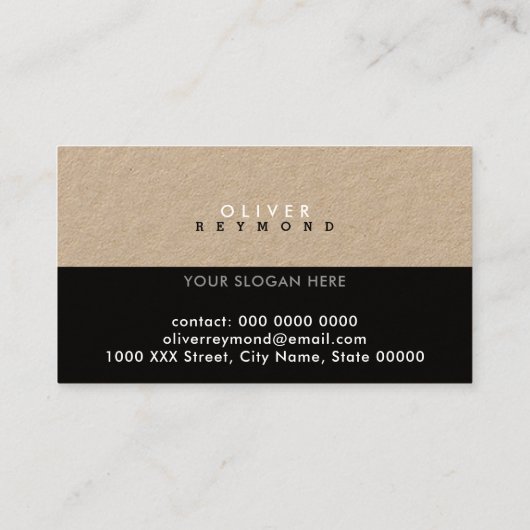 Elegant, modern & stijlvol professioneel kraft / z visitekaartje (Achterkant)