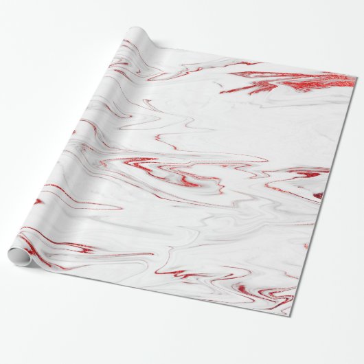 Elegant modern, stijlvol rood en wit marmer cadeaupapier (Uitgerold)