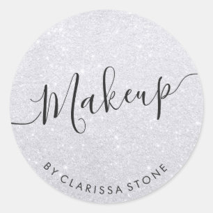 Elegant modern, stijlvol zilveren glitter make-up ronde sticker