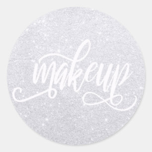 Elegant modern, stijlvol zilveren glitter make-up ronde sticker