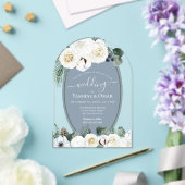 Elegant Modern Stoffig Blauw en Sage Groen Bruilof Acryl Uitnodigingen (Insitu (Huwelijk))