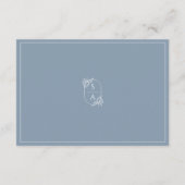 Elegant Modern Stoffig Blauw Monogram RSVP Informatiekaartje (Achterkant)