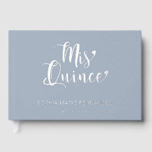 Elegant Modern Stoffig Blauw Quinceañera Gastenboek