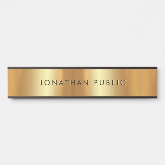 Elegant modern strak design Sjabloon zwart en goud Deurbordje (Voorkant)