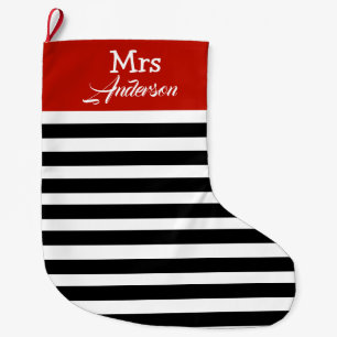 Elegant Modern Strip Christmas Mr and Mrs Couple Grote Kerstsok