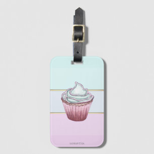 Elegant Modern Striped, Cupcake Bagagelabel