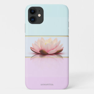 Elegant Modern Striped, Ombre Lotus iPhone 11 Hoesje