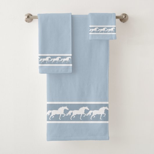 Elegant, Modern, Stylish Horses on Wondrous Blue Bad Handdoek (Insitu)