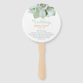 Elegant modern Succulent Wedding Programme Handwaaier (Voorkant)