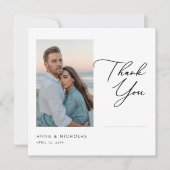 Elegant Modern Sunset Beach Wedding Photo Bedankkaart (Voorkant)