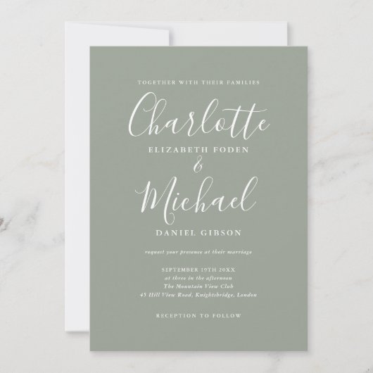 Elegant modern tekenscript bruiloft kaart (Voorkant)
