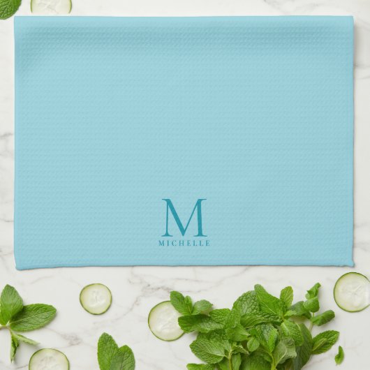 Elegant Modern Template Monogram Egg Blue Stylish Theedoek (Gevouwen)