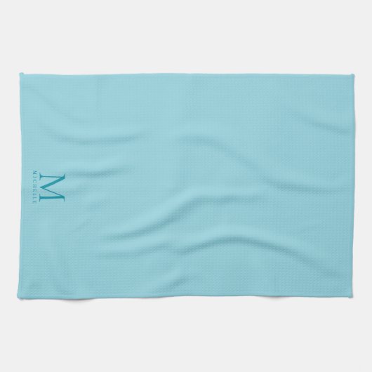 Elegant Modern Template Monogram Egg Blue Stylish Theedoek (Horizontaal)