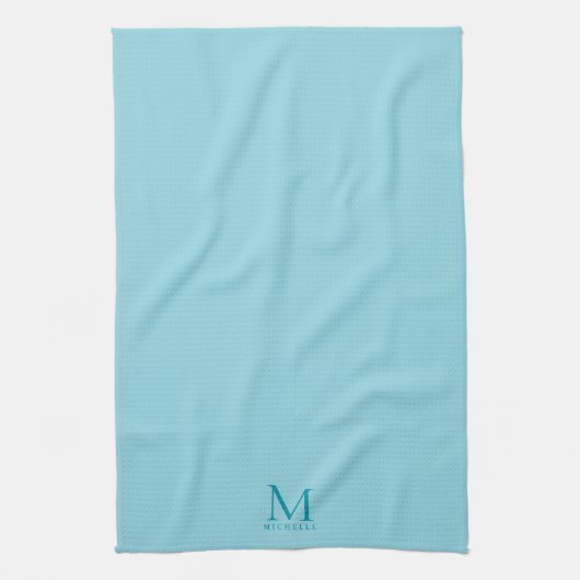 Elegant Modern Template Monogram Egg Blue Stylish Theedoek (Verticaal)