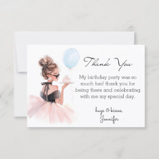 elegant modern thank you sweet 16 pink dress notitiekaartje