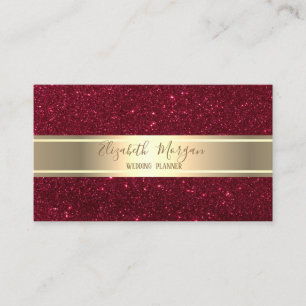 Elegant Modern Trendy Red Glitter Gold Stripe Visitekaartje