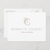 Elegant Modern Twee Initiaal Monogram Briefkaart (Voorkant / Achterkant)