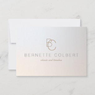 Elegant modern tweeling initiaal monogram professi bedankkaart