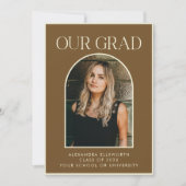 Elegant Modern Two Photo Brown Arch Afstuderen Aankondiging (Voorkant)