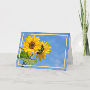 Elegant Modern Two Sunflower Sky Golden Lijst Kaart