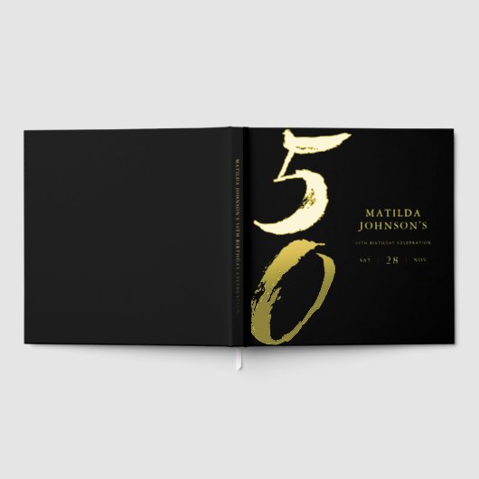 Elegant Modern Typography 50th Birthday  Gastenboek (Volledig)