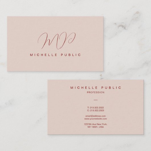 Elegant Modern Typography Script Monogram Visitekaartje (Voorkant / Achterkant)