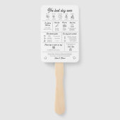 Elegant Modern Uniek Infographic Huwelijksprogramm Handwaaier (Achterkant)