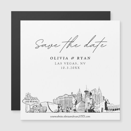 Elegant Modern Vegas Square Save the Date Magnet (Voorkant / Achterkant)