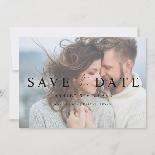Elegant modern Vellum Overlay 3 foto Verloving Save The Date (Voorkant)