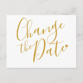 Elegant Modern Verander de Datum Gouden Script Briefkaart (Voorkant)