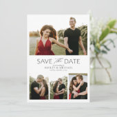 Elegant Modern Verloving 4 Foto QR Code Save The Date (Staand voorkant)