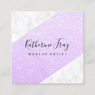 Elegant modern violet glitter white marble make ke vierkante visitekaartje