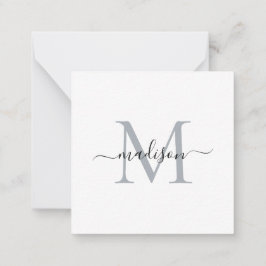 Elegant Modern Vrouwelijk Monogram Script Grijs Notitiekaartje