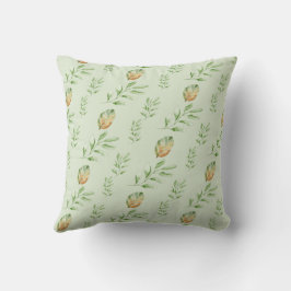 Elegant Modern Watercolor Bladerenpatroon GROEN Kussen