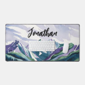 Elegant modern Waterverf berglandschap Bureaumat (Keyboard & Muis)
